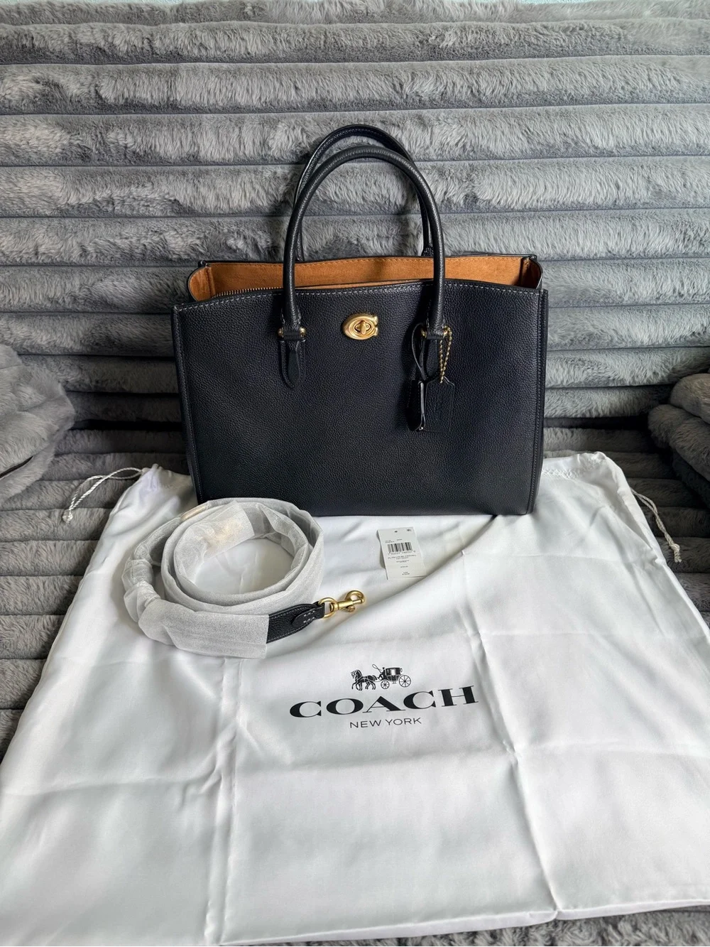 Coach Black Leather Laptop Tote with Gold Hardware